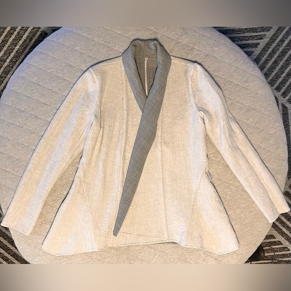 LAFAYETTE 148 New York Sz 2 Wool & Cashmere Reversible Dark&Lt Grey Swing Jacket - Picture 3 of 11